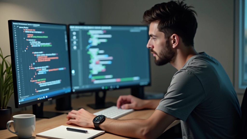Écran d'ordinateur affichant du code CSS et JavaScript pour les effets parallaxe avec cahier de notes à côté